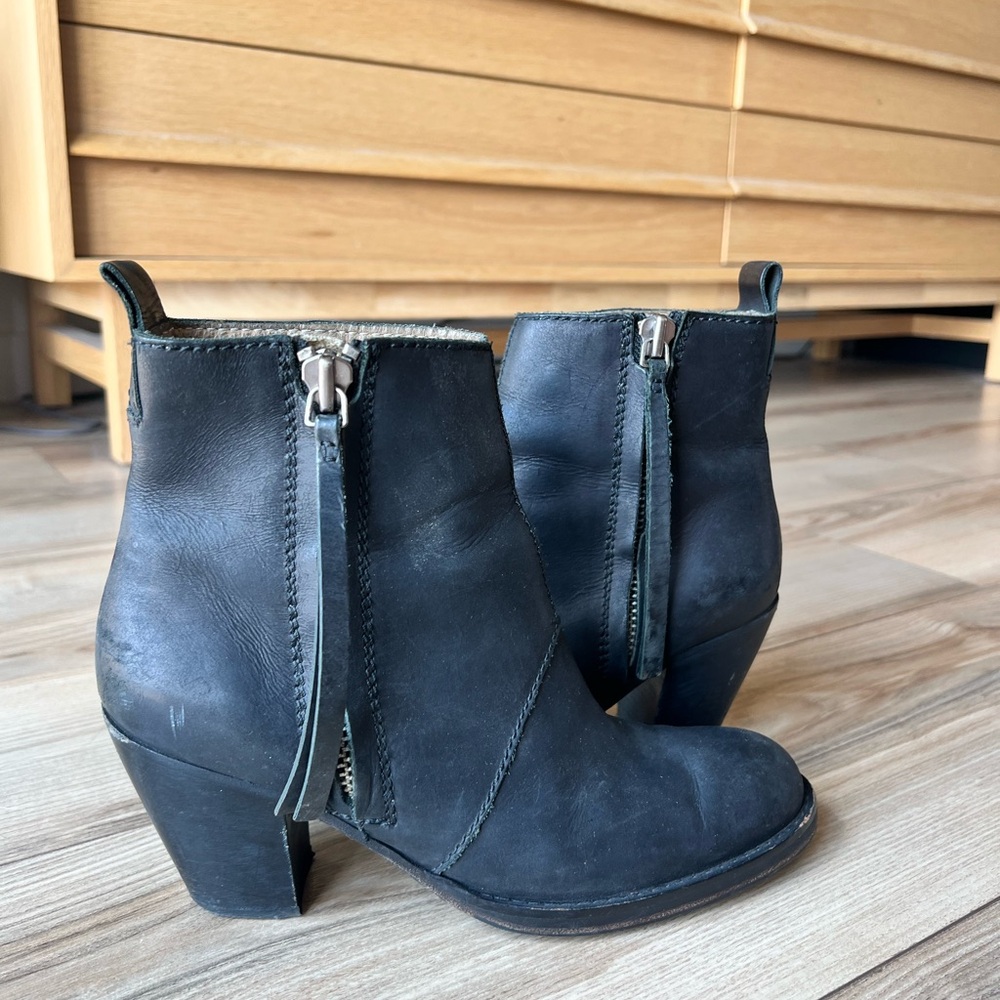 Acne Black Leather Ankle Booties